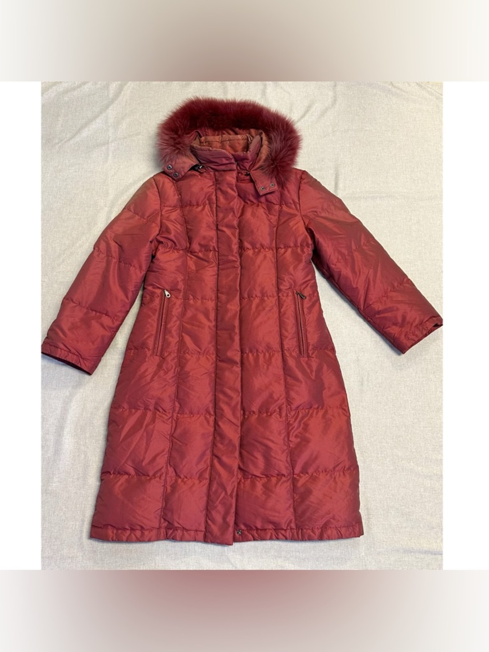 Utex Design Women’s Removable Faux Fur Hood Long Jacket  Size S